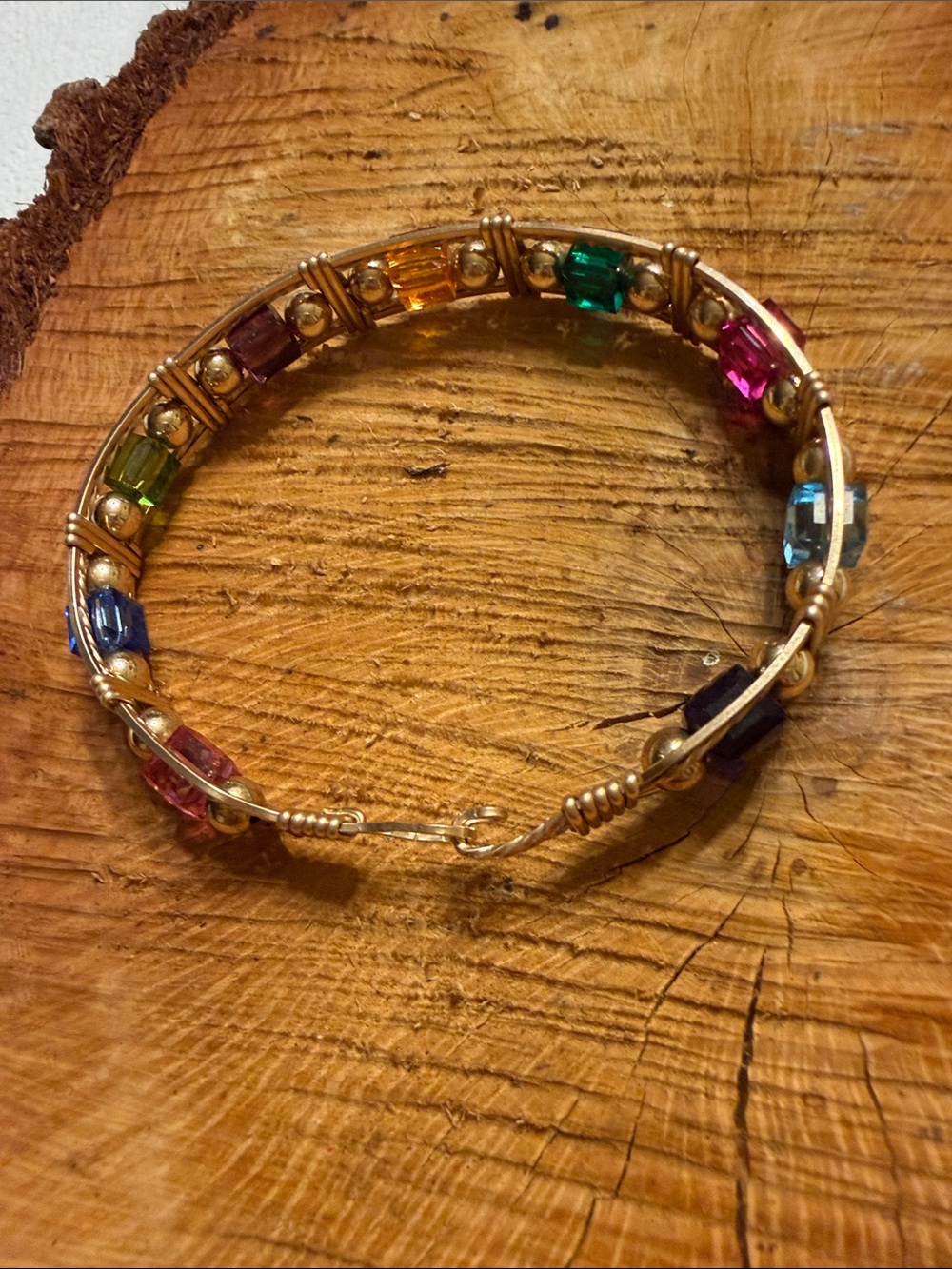 Gold color Multicolor Crystal Bracelet - Picture 3 of 6